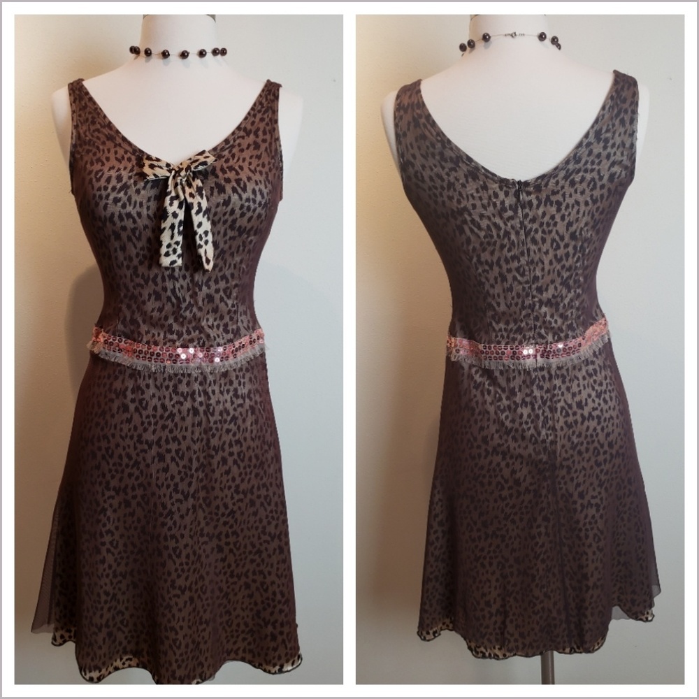 100% Silk Alexia Admor Leopard Print Dress